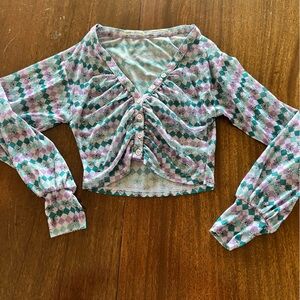 Urban Outfitters Teal and Lavender Checkered Blouse size small